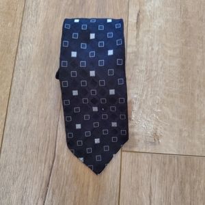 ESCADA 100% Silk Necktie Tie Hand Made ITALY Luxury Designer Black White